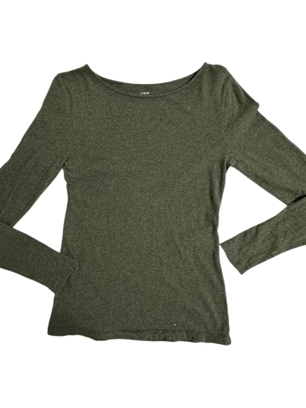 J. Crew Artist Tee Pullover Top Women Size M Olive Green Long Sleeve